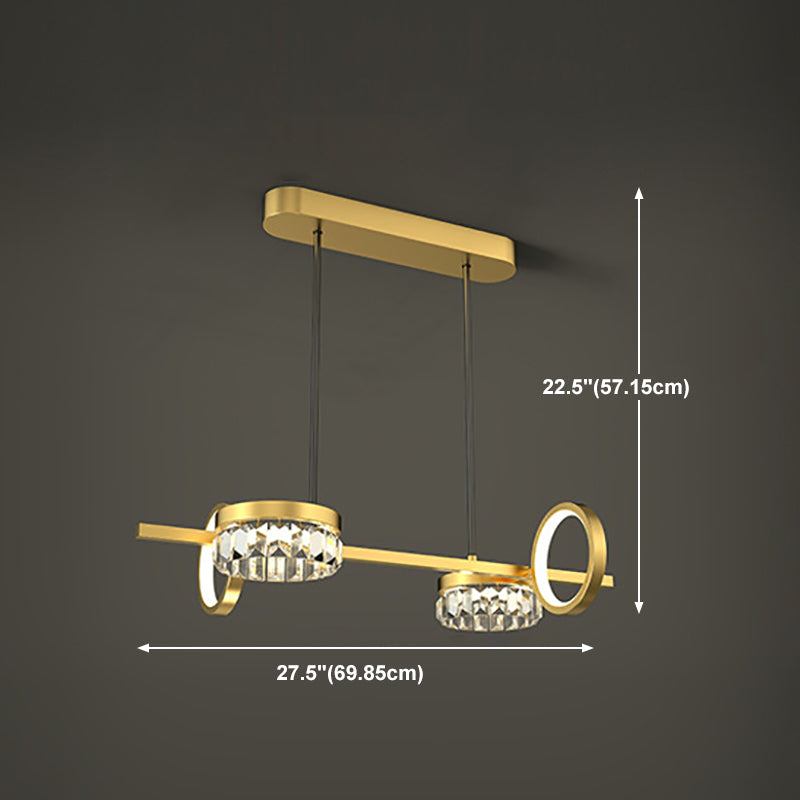 Gold Loops Island Light Postmodern LED Crystal Suspension Light for Dining Room