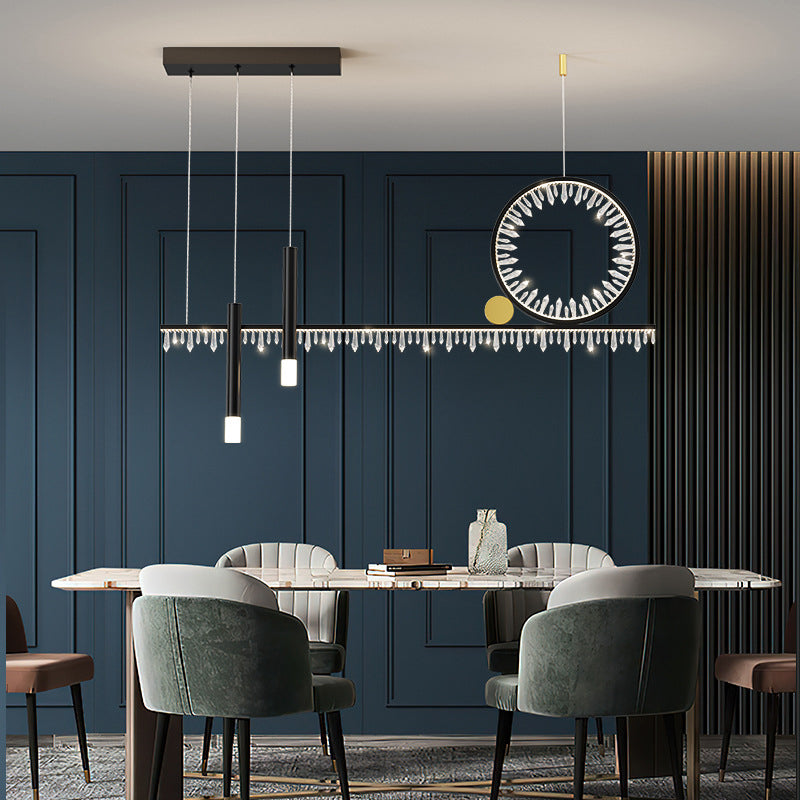 Crystal Linear Island Lamp Simplicity LED Suspension Light for Dining Room