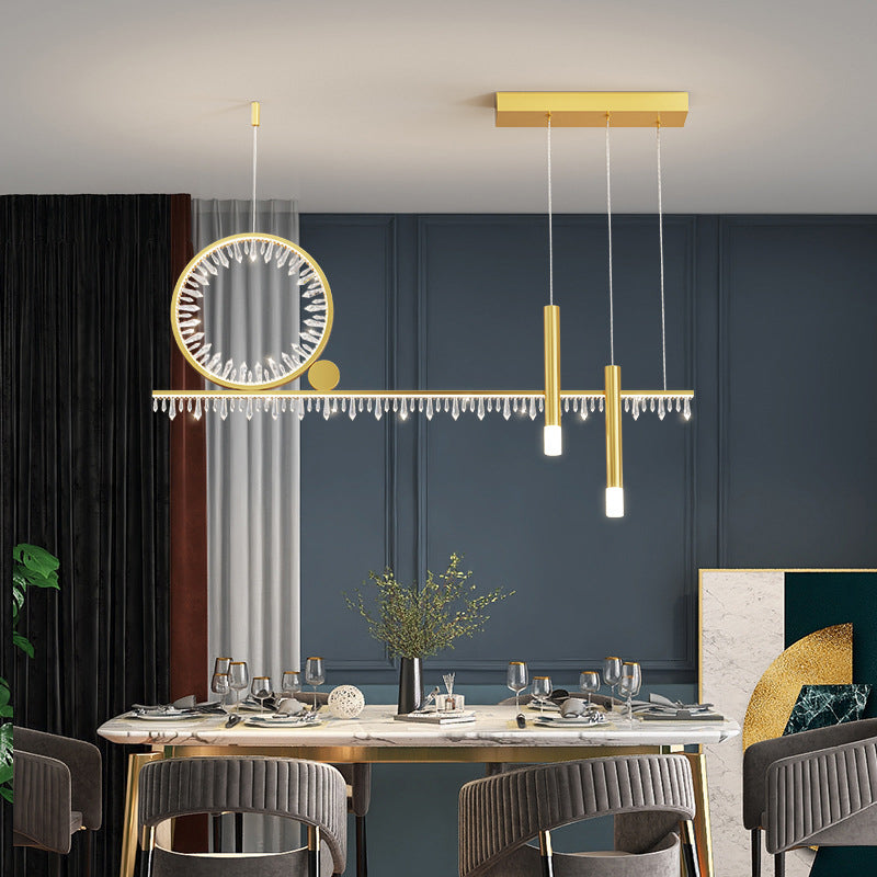 Crystal Linear Island Lamp Simplicity LED Suspension Light for Dining Room