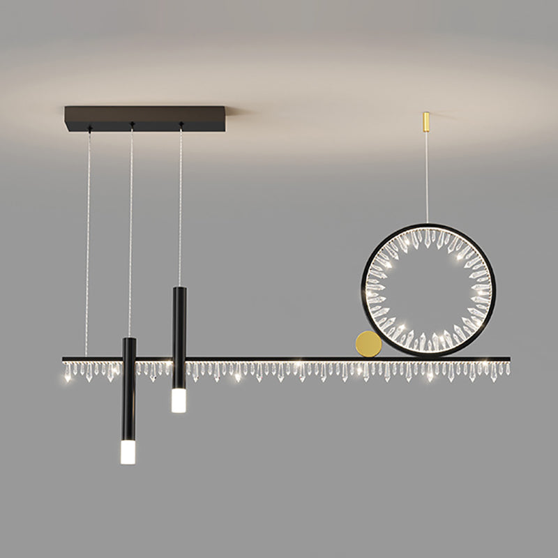 Crystal Linear Island Lamp Simplicity LED Suspension Light for Dining Room