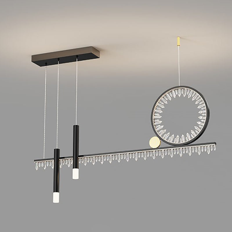 Crystal Linear Island Lamp Simplicity LED Suspension Light for Dining Room