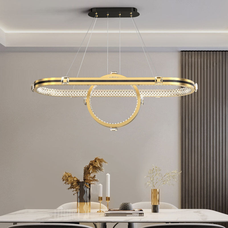 Postmodern Oblong LED Island Lighting Metallic Dining Room Suspension Lamp