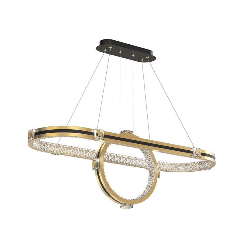 Postmodern Oblong LED Island Lighting Metallic Dining Room Suspension Lamp