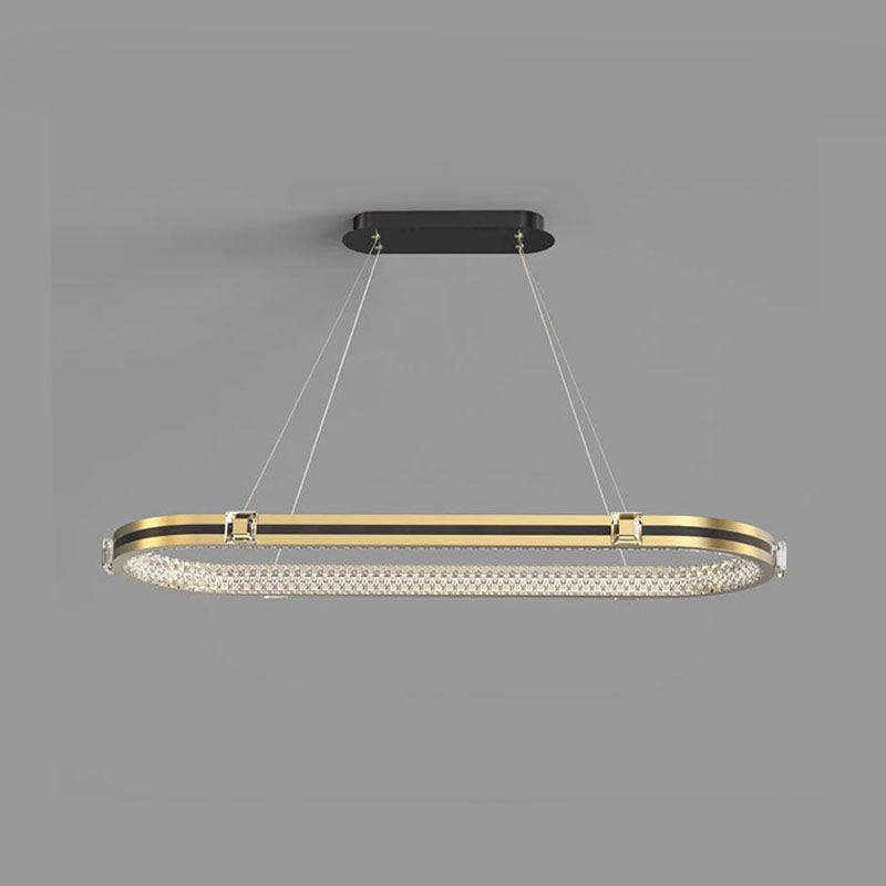 Postmodern Oblong LED Island Lighting Metallic Dining Room Suspension Lamp