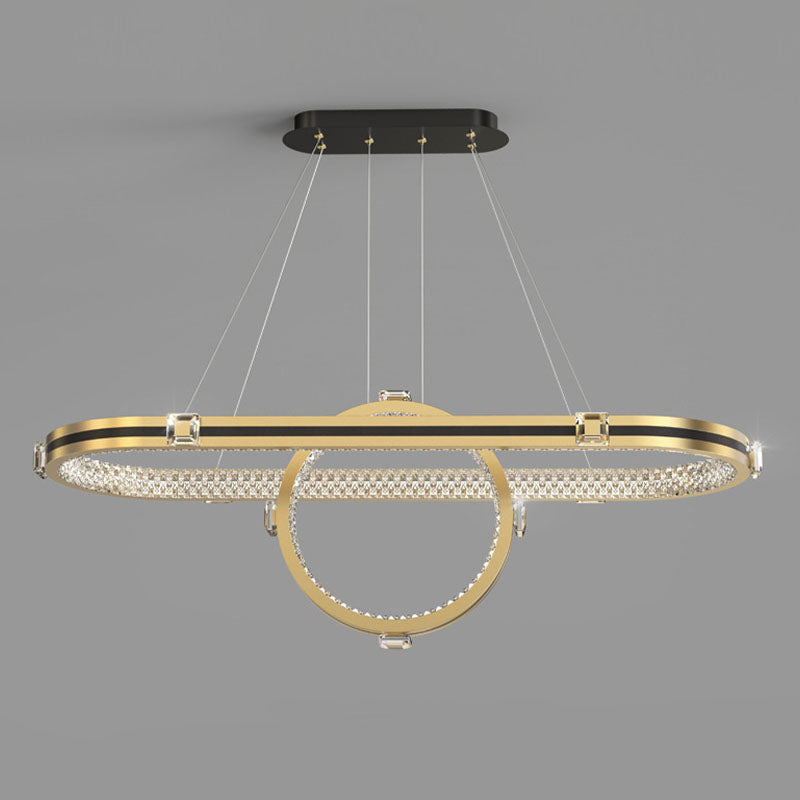 Postmodern Oblong LED Island Lighting Metallic Dining Room Suspension Lamp