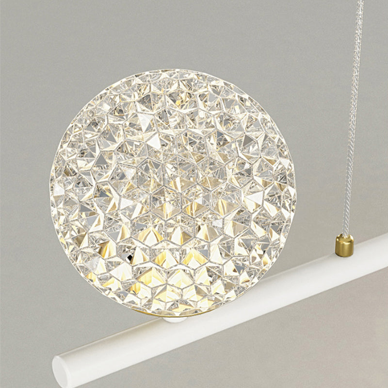 Minimalist 5-Light Island Pendant Globe Shade Acrylic Hanging Light for Dining Room