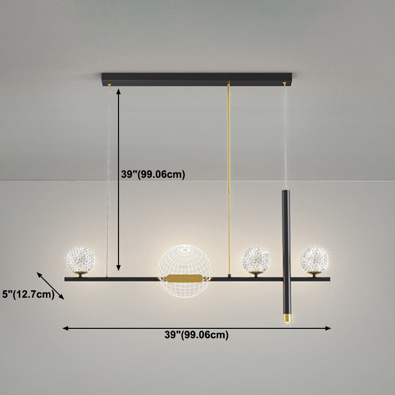 Minimalist 5-Light Island Pendant Globe Shade Acrylic Hanging Light for Dining Room