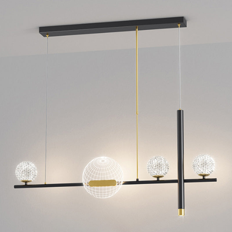 Minimalist 5-Light Island Pendant Globe Shade Acrylic Hanging Light for Dining Room