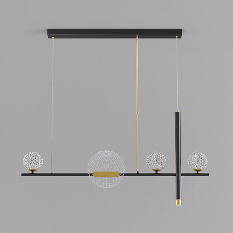 Minimalist 5-Light Island Pendant Globe Shade Acrylic Hanging Light for Dining Room