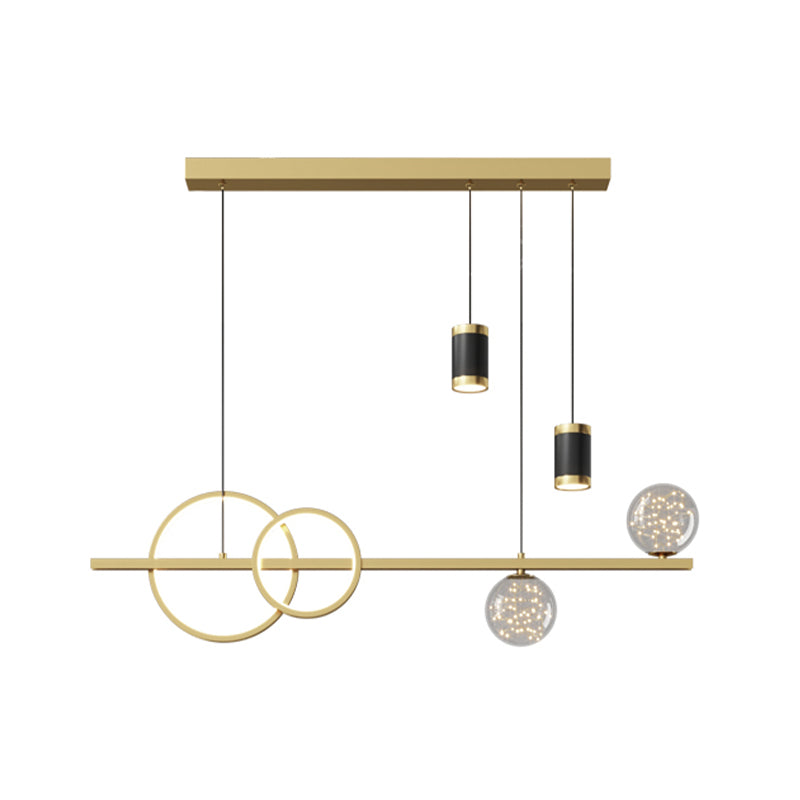 Modern Romantic Starry Island Lamp Clear Glass Dining Room LED Suspension Light