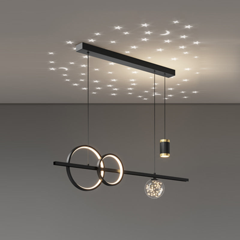 Modern Romantic Starry Island Lamp Clear Glass Dining Room LED Suspension Light