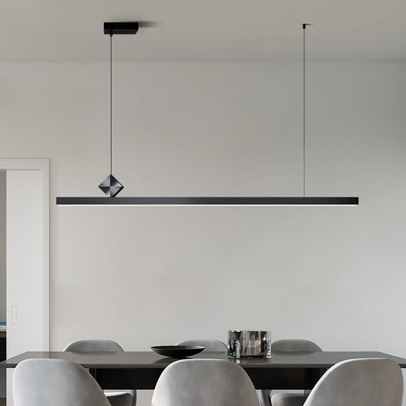 Modern Aluminum Island Light Straight Black Island Pendant for Dining Room