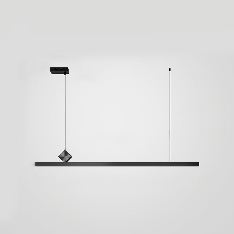 Modern Aluminum Island Light Straight Black Island Pendant for Dining Room