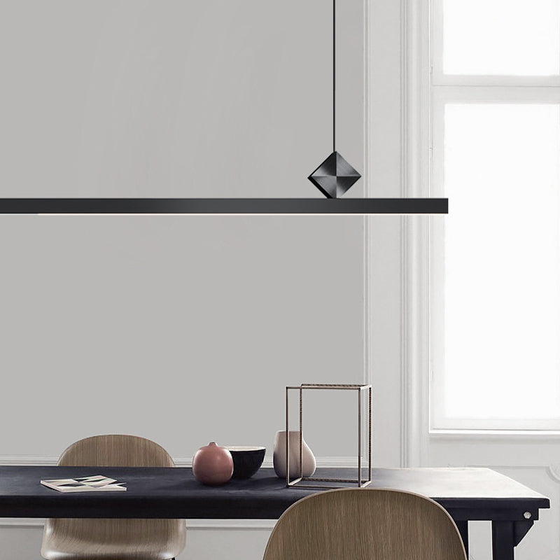 Modern Aluminum Island Light Straight Black Island Pendant for Dining Room