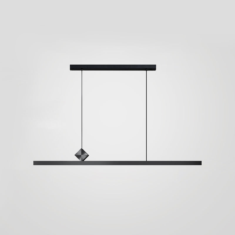 Modern Aluminum Island Light Straight Black Island Pendant for Dining Room