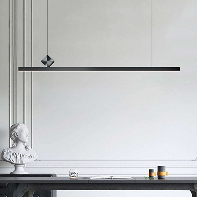 Modern Aluminum Island Light Straight Black Island Pendant for Dining Room