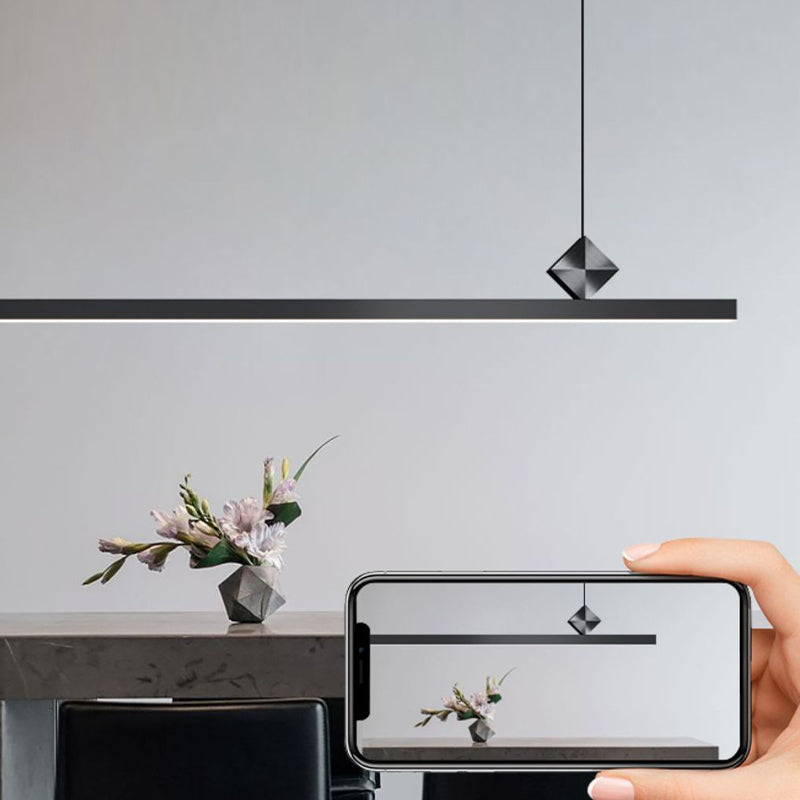 Modern Aluminum Island Light Straight Black Island Pendant for Dining Room