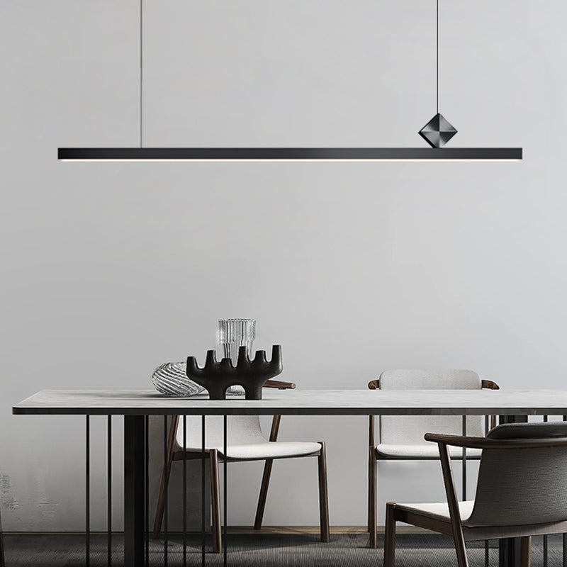 Modern Aluminum Island Light Straight Black Island Pendant for Dining Room