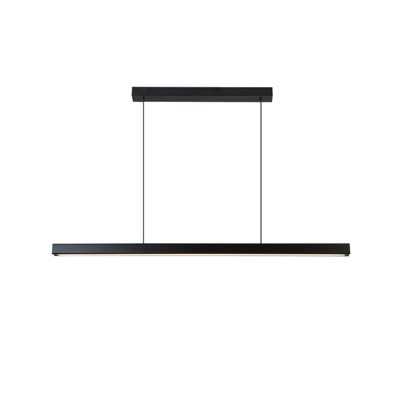 Modern Island Light Metal Straight Island Pendant in Black for Dining Room