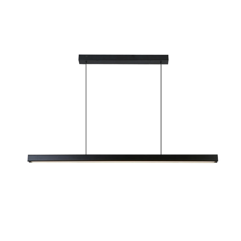 Modern Island Light Metal Straight Island Pendant in Black for Dining Room