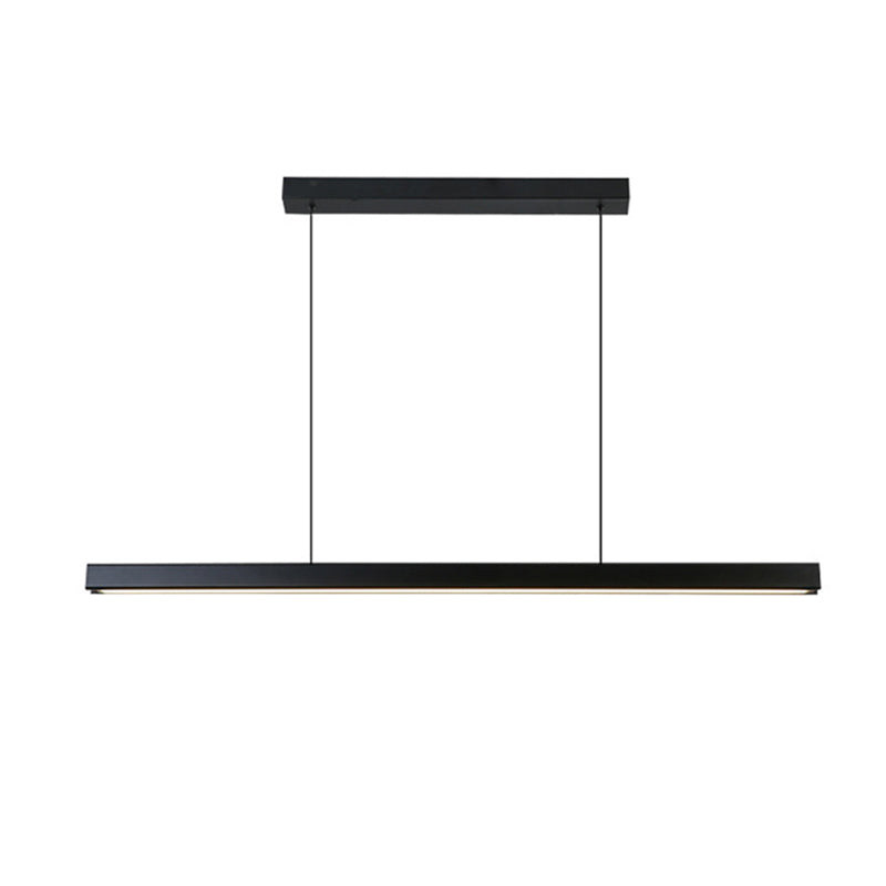 Modern Island Light Metal Straight Island Pendant in Black for Dining Room
