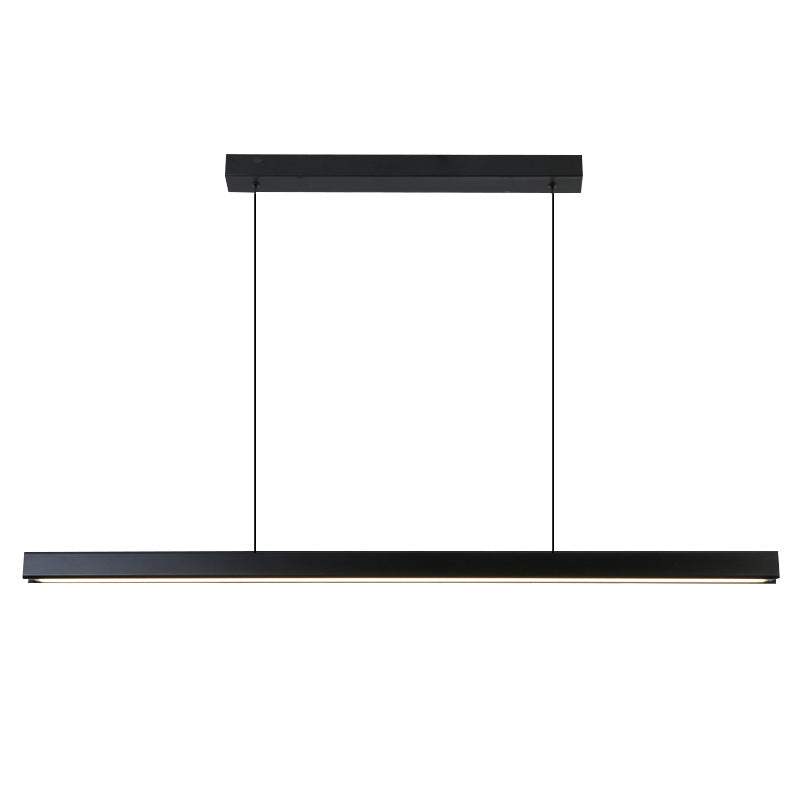Modern Island Light Metal Straight Island Pendant in Black for Dining Room