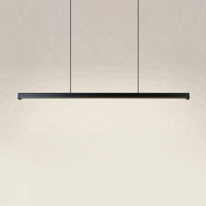 Modern Island Light Metal Straight Island Pendant in Black for Dining Room