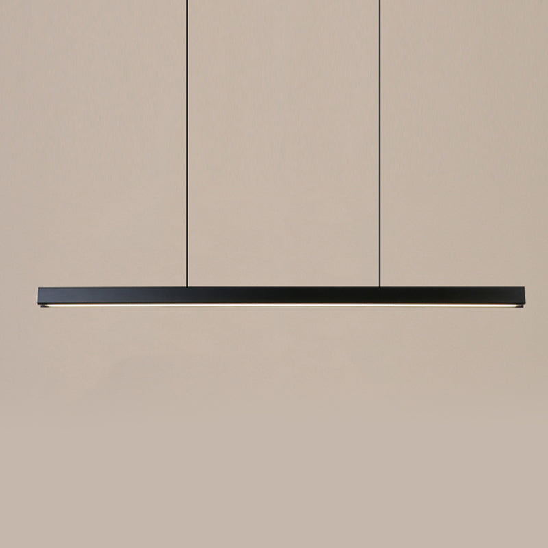 Modern Island Light Metal Straight Island Pendant in Black for Dining Room
