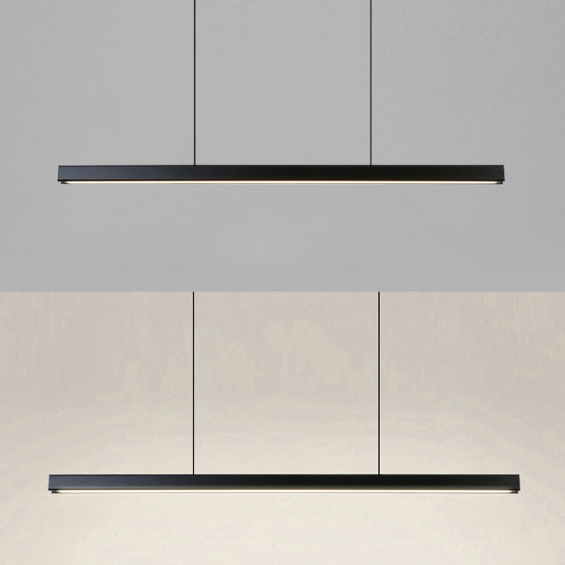 Modern Island Light Metal Straight Island Pendant in Black for Dining Room