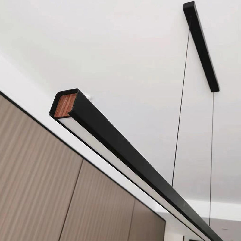 Modern Island Light Metal Straight Island Pendant in Black for Dining Room