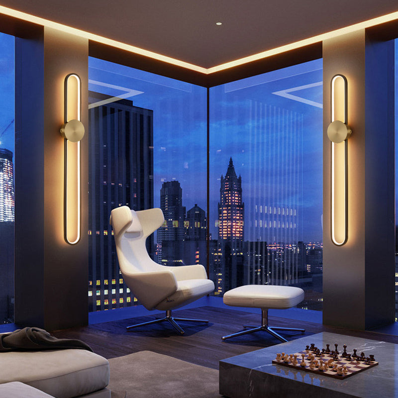 Contemporary Linear Wall Mount Lighting Minimalist Metallic LED Wall Sconce