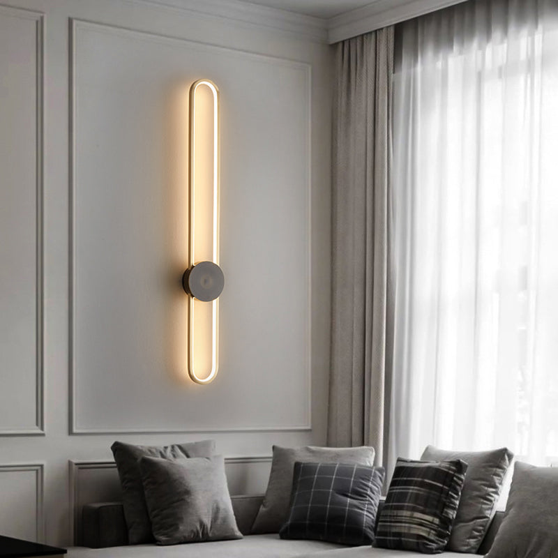 Contemporary Linear Wall Mount Lighting Minimalist Metallic LED Wall Sconce