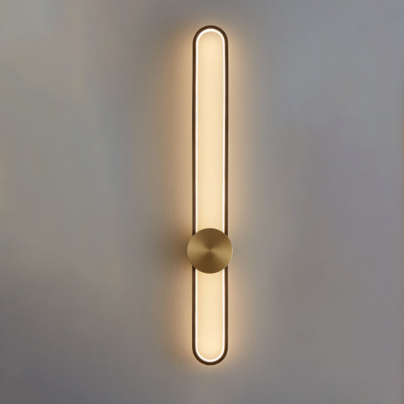 Contemporary Linear Wall Mount Lighting Minimalist Metallic LED Wall Sconce