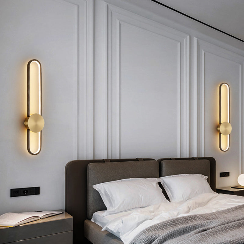 Contemporary Linear Wall Mount Lighting Minimalist Metallic LED Wall Sconce