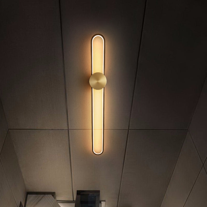 Contemporary Linear Wall Mount Lighting Minimalist Metallic LED Wall Sconce