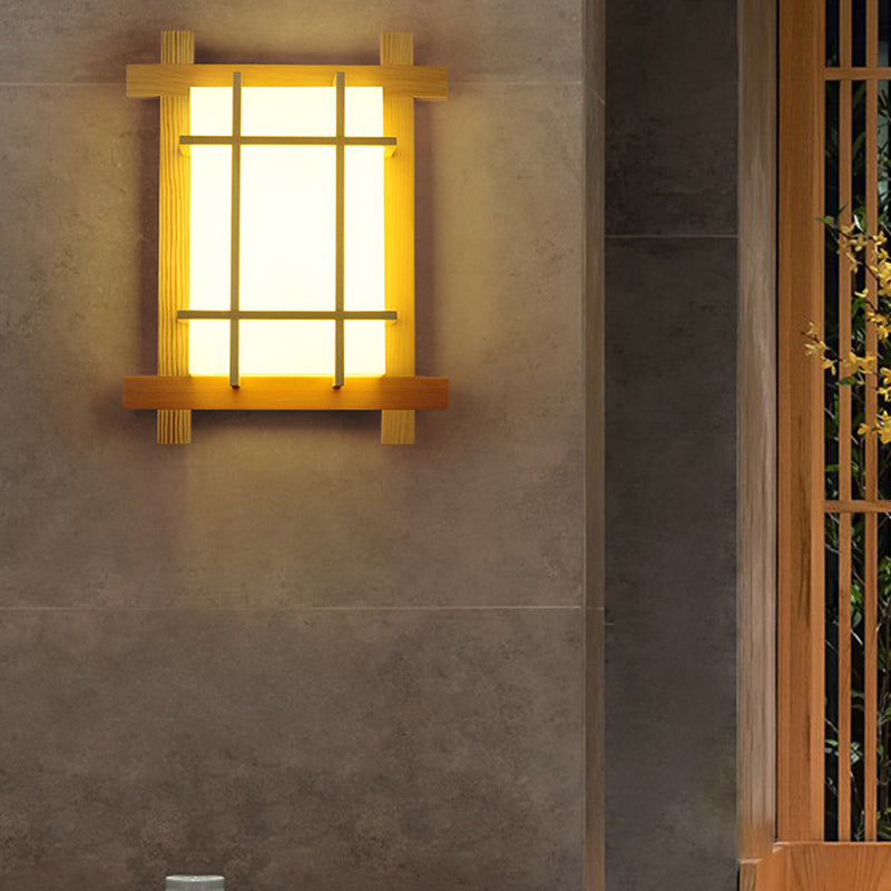 Modern Style Wall Mount Light 1-Light LED Wooden Wall Sconce Light for Living Room