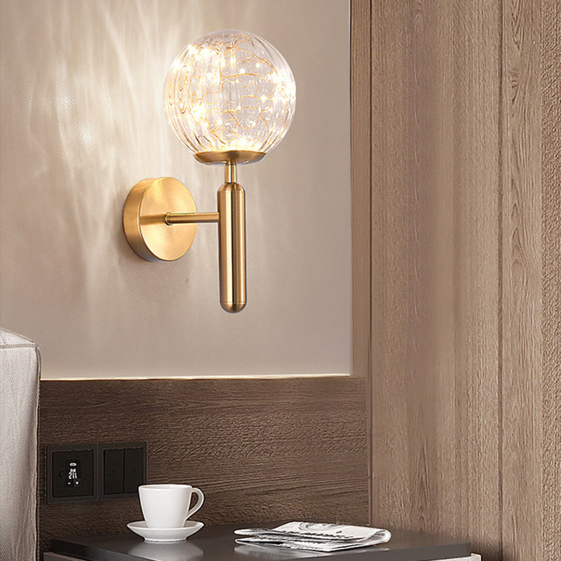 Stile moderno a forma sferica murale vetro sconce 1 illuminazione da parete leggera per accanto