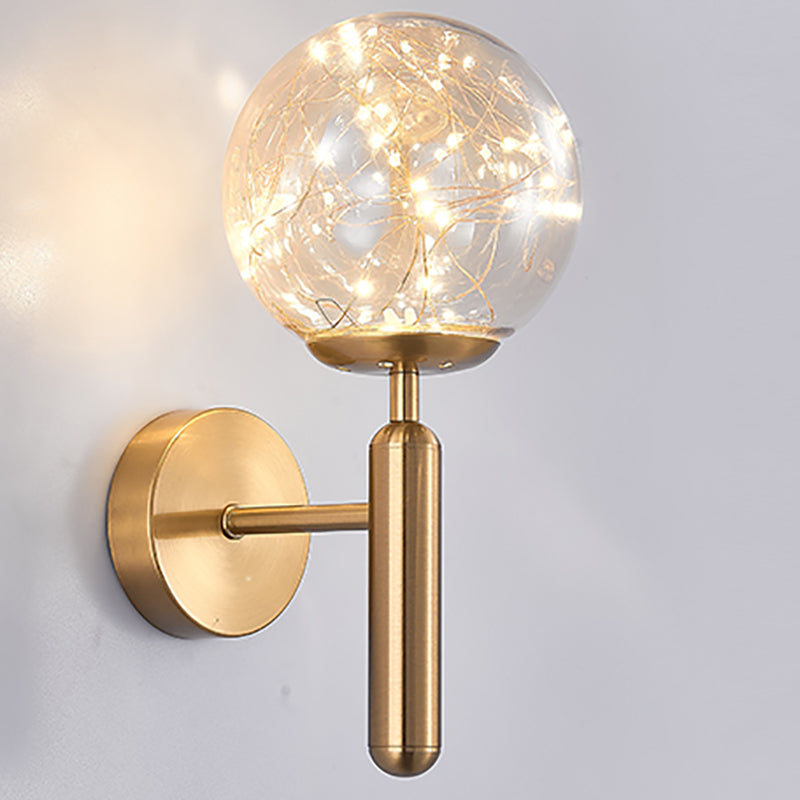 Stile moderno a forma sferica murale vetro sconce 1 illuminazione da parete leggera per accanto