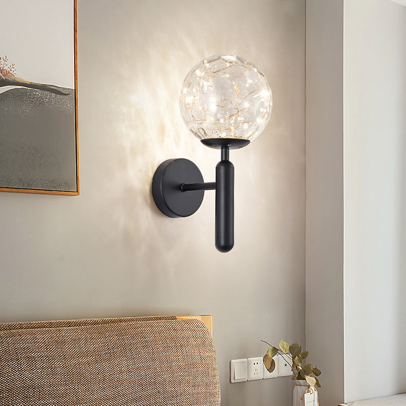 Stile moderno a forma sferica murale vetro sconce 1 illuminazione da parete leggera per accanto