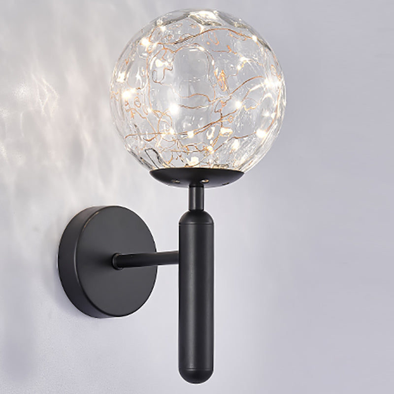 Stile moderno a forma sferica murale vetro sconce 1 illuminazione da parete leggera per accanto