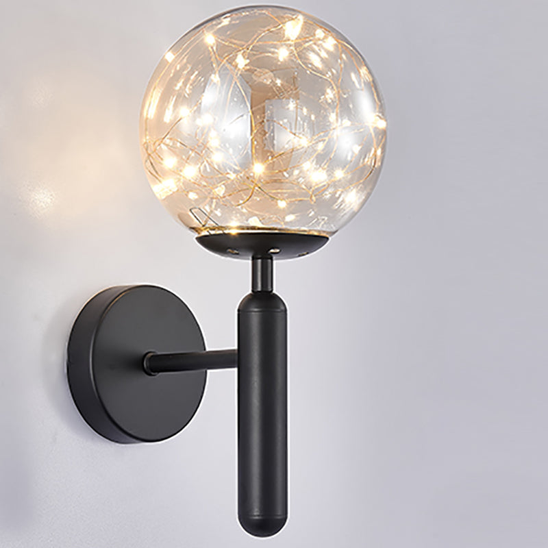Stile moderno a forma sferica murale vetro sconce 1 illuminazione da parete leggera per accanto