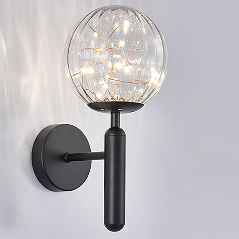 Stile moderno a forma sferica murale vetro sconce 1 illuminazione da parete leggera per accanto