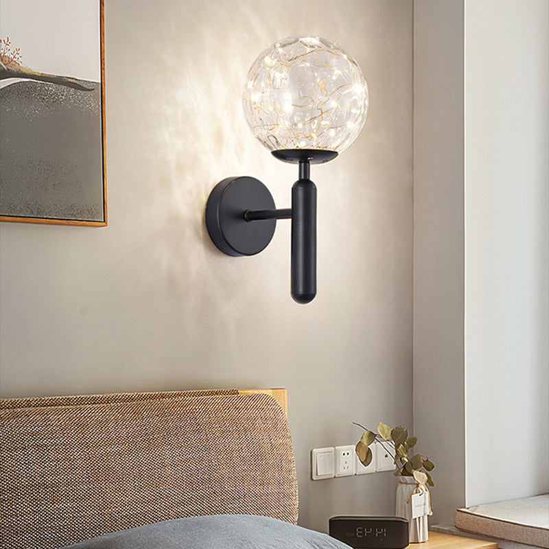 Stile moderno a forma sferica murale vetro sconce 1 illuminazione da parete leggera per accanto