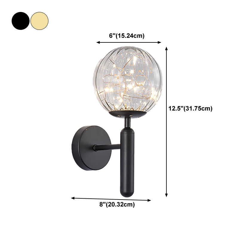 Stile moderno a forma sferica murale vetro sconce 1 illuminazione da parete leggera per accanto
