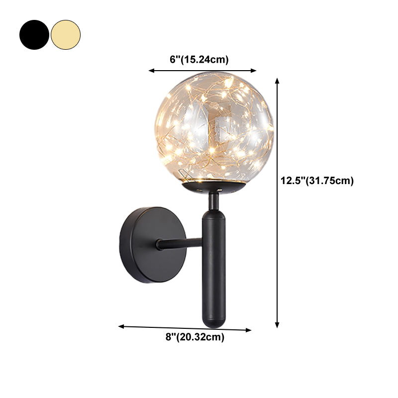 Stile moderno a forma sferica murale vetro sconce 1 illuminazione da parete leggera per accanto