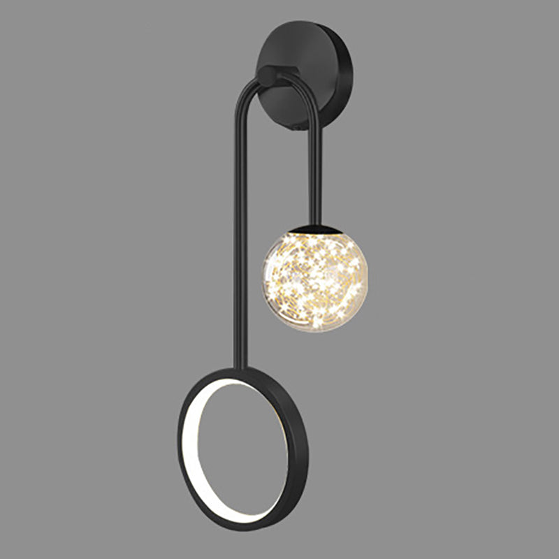 Modern Style Spherical Shape Wall Sconce Glass 2 Light Wall Lighting for Living Room