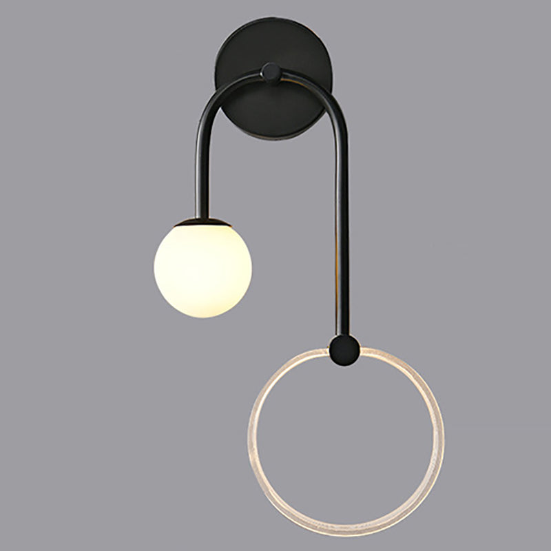 Modern Style Spherical Shape Wall Sconce Glass 2 Light Wall Lighting for Living Room
