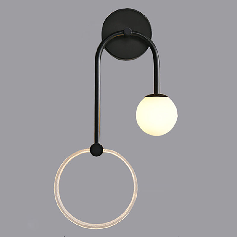 Modern Style Spherical Shape Wall Sconce Glass 2 Light Wall Lighting for Living Room
