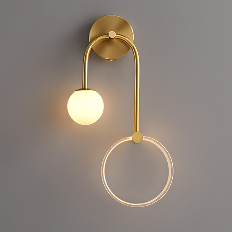 Estilo moderno de forma esférica vidrio apliques 2 iluminación de pared de luz para sala de estar