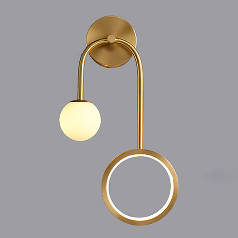 Modern Style Spherical Shape Wall Sconce Glass 2 Light Wall Lighting for Living Room